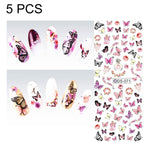 DS71-76 5 PCS 6 Patterns DIY Design Beauty Water Transfer Nails Art Sticker Nail Art Decoration Accessories, Random Color Delivery, Without Nails