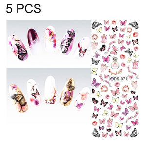 DS71-76 5 PCS 6 Patterns DIY Design Beauty Water Transfer Nails Art Sticker Nail Art Decoration Accessories, Random Color Delivery, Without Nails