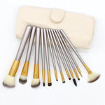 12 in 1 High-grade Beige Beauty Makeup Brushes Tools Kit, Size: 22*29cm