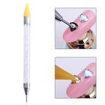 Crystal Dotting Drill Point Pen White Wax Stainless Steel Double Head Nail Pen Point Drill Manicure Art Tool
