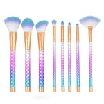 8 in 1 Honeycomb Handle Multi-functional Makeup Brush, Purple Handle and Blue Brush