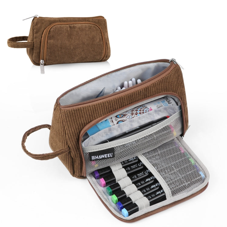 HAWEEL Corduroy Triangular Pen Case Makeup Pouch Travel Cosmetic Organizer Bag