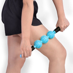 Yoga Health Care Triple Hedgehog Balls Neck Leg Hand Muscle Massage Stick