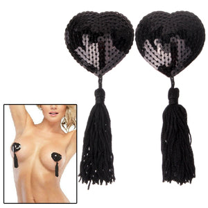 1 Set Heart Style Sequin Women Tassels Nipple Sticker Pasties