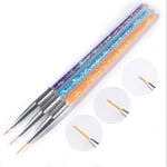 3 PCS Professional Nail Handle Liner Brush Hand Draw Kit Tips Drawing Line Painting Tools Manicure Nail Art Decoration