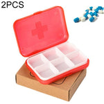2 PCS Mini 6 Slots Portable Vitamin Medical Organizer