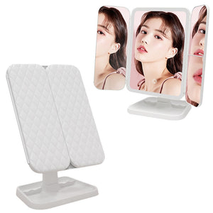 Simple & Stylish LED Three-Fold Square Makeup Mirror