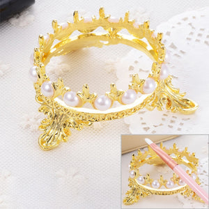 Portable Pearls Rack Crown Novelty Home Alloy Tools Stand Nail Art Brush Pen Holder