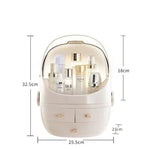 Portable Dust-proof Transparent Round Cosmetic Drawer Type Storage Box