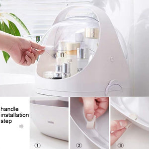 Portable Dust-proof Transparent Round Cosmetic Drawer Type Storage Box