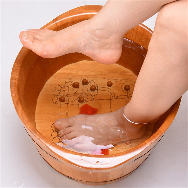 Oak Footbath Barrel  With Massage Beads Acupuncture Point Tub
