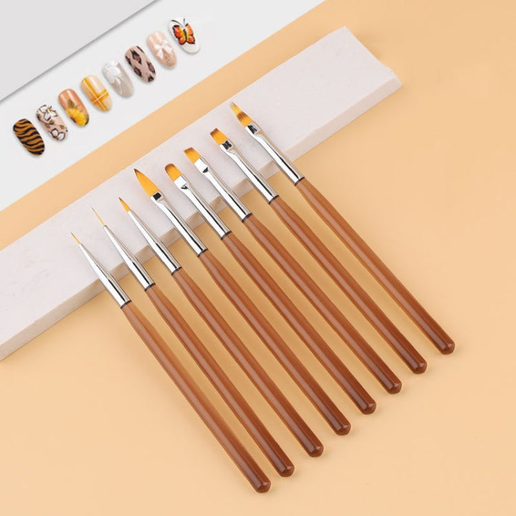 8 In 1 Pull Line Smudged Carved Painted Nail Art Brush Set