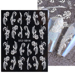 5D Three-dimensional Carved Nail Art Stickers Rose Pattern Embossed Nail Stickers