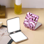 Desktop Mini Electroplating Makeup Double-sided Mirror For Ladies